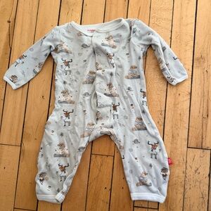 Magnetic Me Cotton Light Gray Woodland Print One-Piece